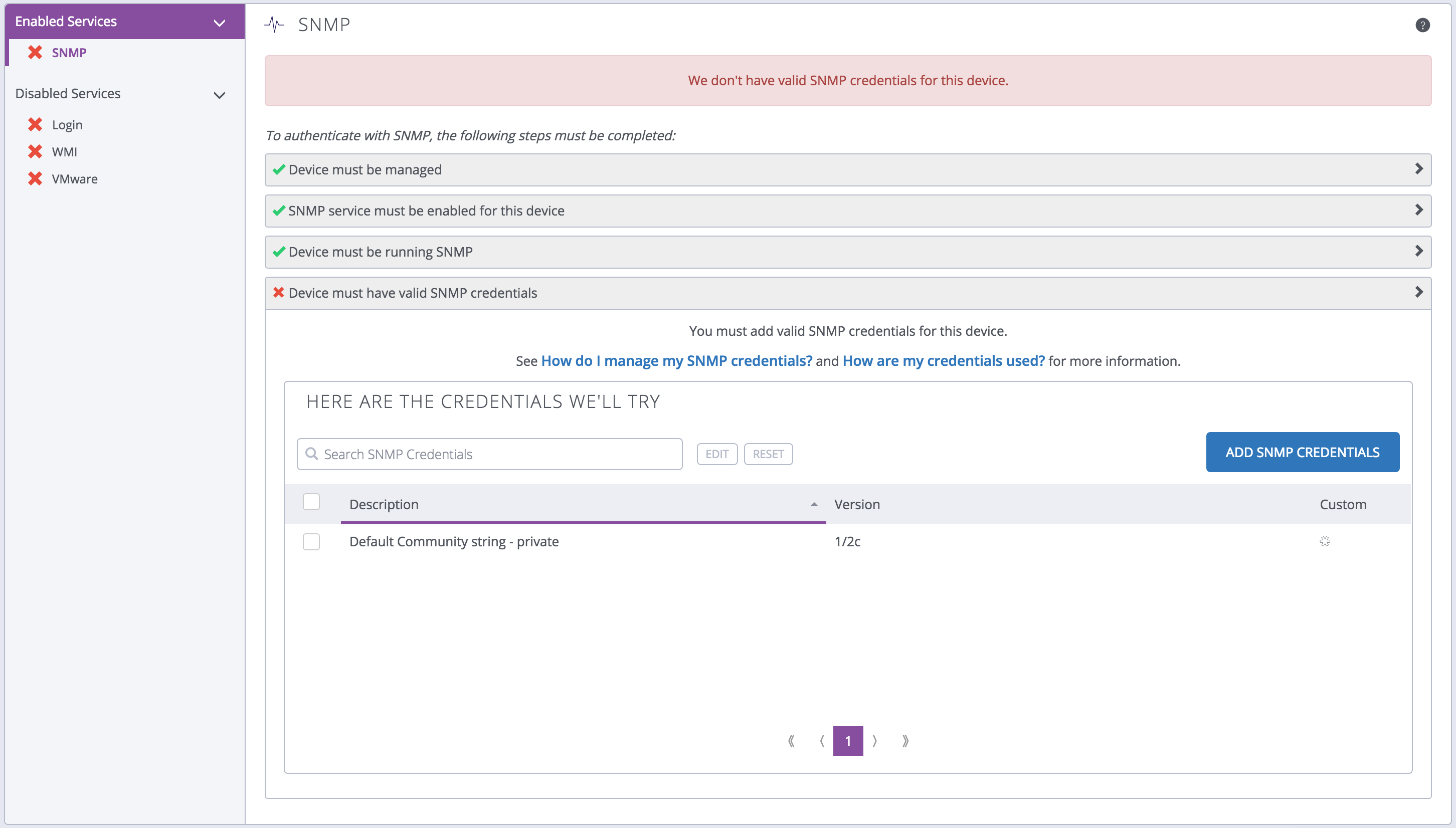 Enable snmp