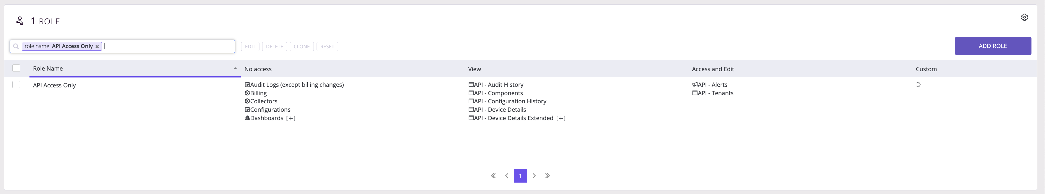 API access only screen