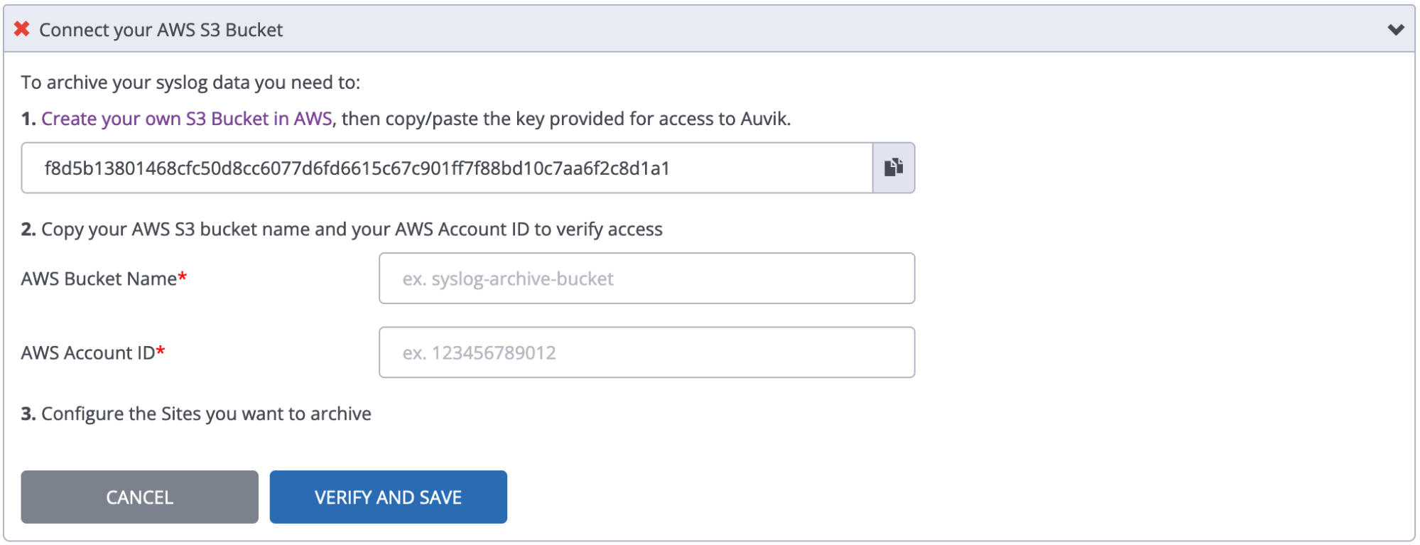 How to connect syslog archive with AWS S3 Auvik Support