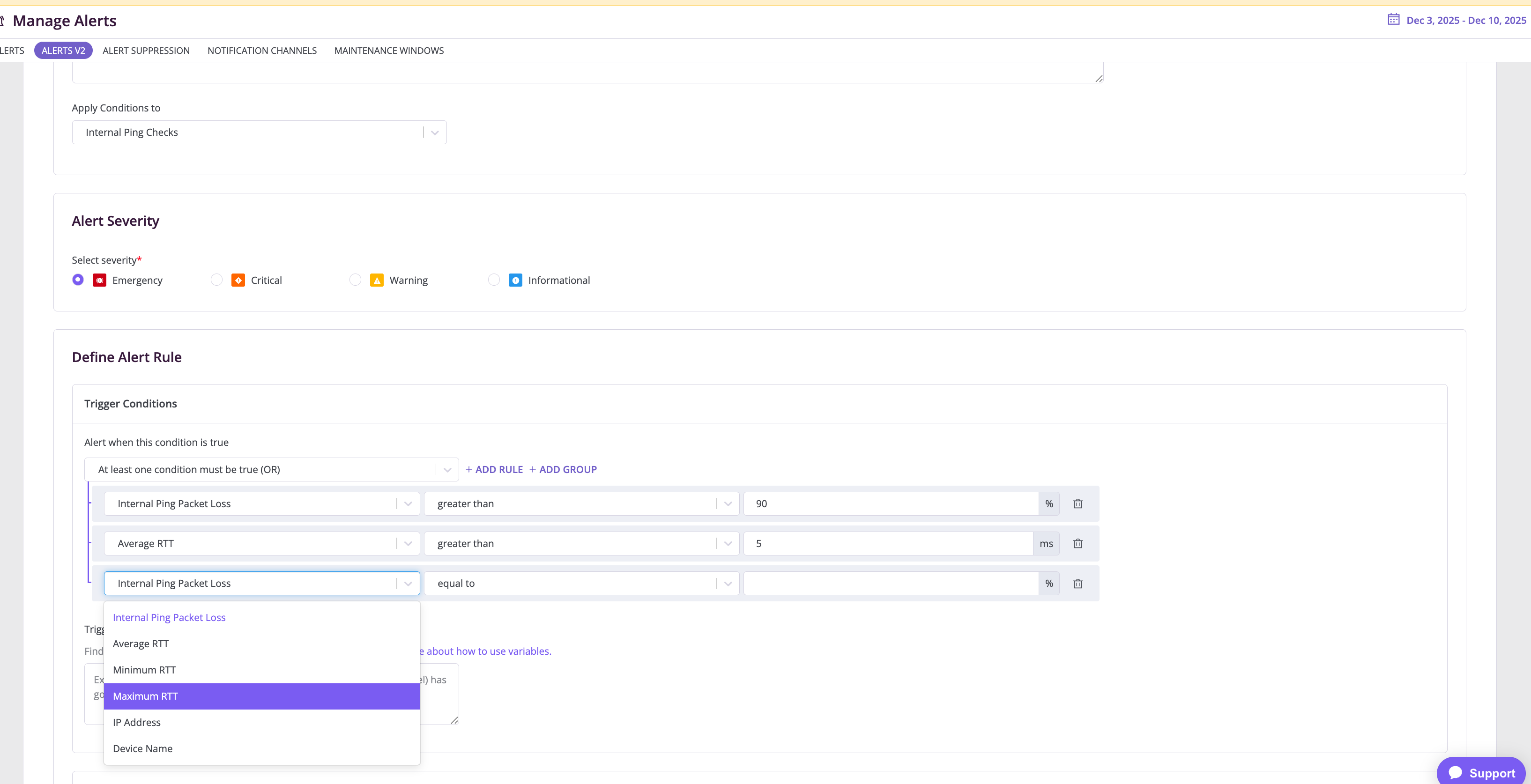 Creating alerts for Internal Ping Checks – Auvik Support